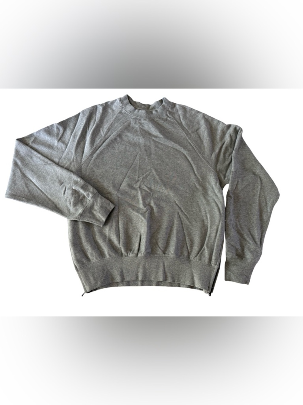 Fear of God Essentials Gray Crewneck Sweatshirt Zip Hem Raglan Medium